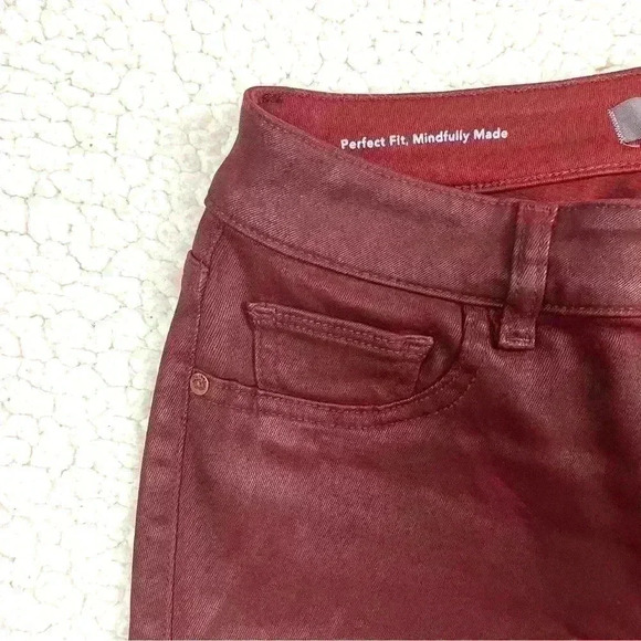 DL1961 Florence Mid Rise Merlot Coated Ultrasculpt Skinny Ankle Jeans Size 28 - Picture 6 of 16